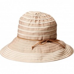 Sun Hats Women's Medium 4-inch Brim Ribbon Floppy Hat - Tan - CB126AOPPMN $54.10