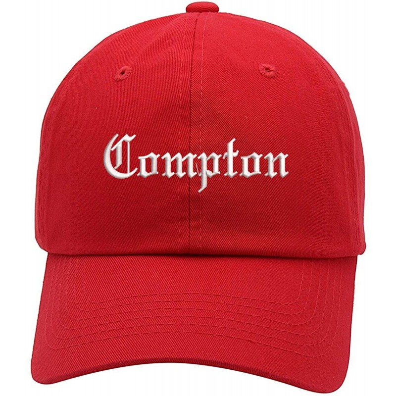 Baseball Caps Compton Text Embroidered Low Profile Soft Crown Unisex Baseball Dad Hat - Vc300_red - CX18S92XU7O $32.00