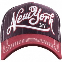 Baseball Caps Washed Newyork Fitted Casual Rookies Patch Precurved Baseball Cap - Red 010 - C618NCN2QRG $18.84