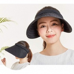 Visors Women's Summer Foldable Straw Sun Visor w/Cute Bowtie UPF 50+ Packable Wide Brim Roll-Up Visor Beach Hat - CE19682R532...