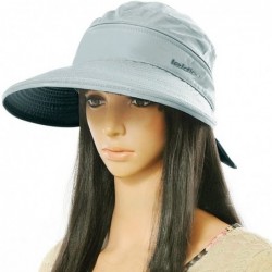 Sun Hats Women Bowknot Sun Hat Wide Large Brim Visor Hat Cap Summer Beach Hat - Grey - CT12GKJRXAZ $30.30
