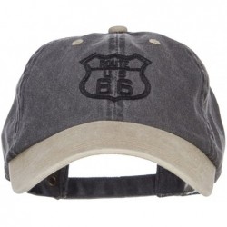 Baseball Caps US Route 66 Embroidered Pigment Dyed Washed Cap - Black Khaki - CQ12JGA9DQH $40.59