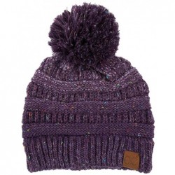 Skullies & Beanies Exclusive CC Confetti Knitted Beanie with Pom Pom - Purple - CO12K7FA8N7 $20.04