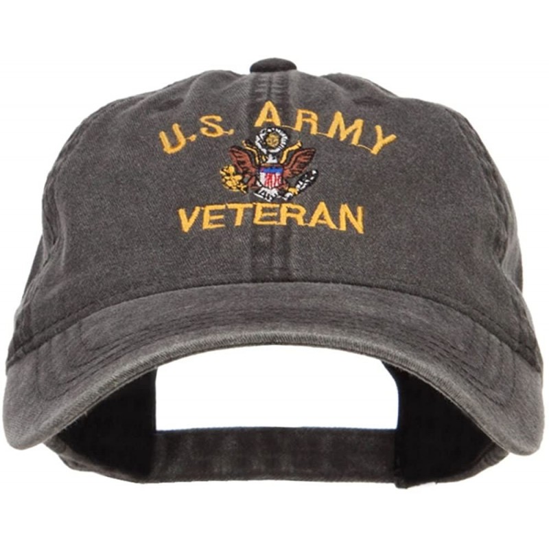 Baseball Caps US Army Veteran Military Embroidered Washed Cap - Black - CM17XXGQOMS $42.68