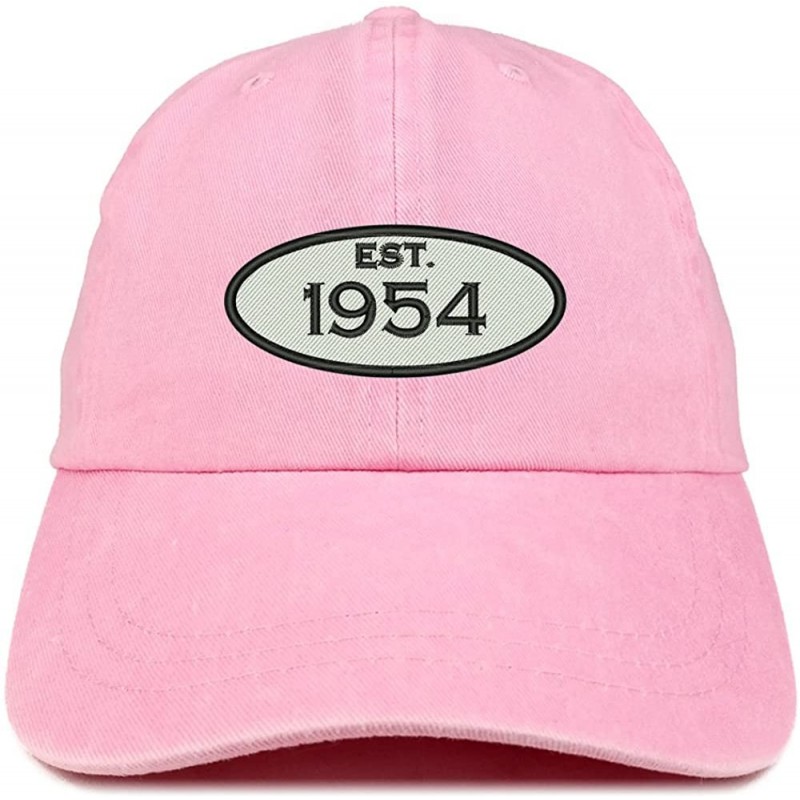 Baseball Caps Established 1954 Embroidered 66th Birthday Gift Pigment Dyed Washed Cotton Cap - Pink - C312NVDE0KQ $32.26
