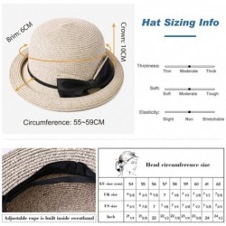 Fedoras Womens Wide Roll Up Brim Packable Straw Sun Cloche Hat Fedora Summer Beach 55-58cm - Grey_99037 - CI18CNLRWG0 $35.52