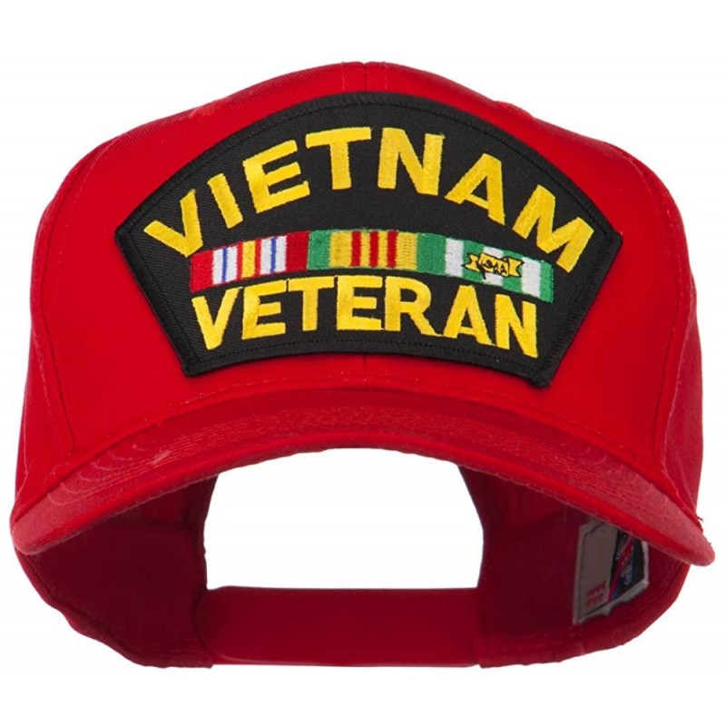 Baseball Caps Vietnam Veteran Patched High Profile Cap - Red - CL11ND5K8XZ $38.17
