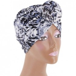 Sun Hats Shiny Metallic Turban Cap Indian Pleated Headwrap Swami Hat Chemo Cap for Women - Grey Leopard - CG18Z2MKI70 $20.61