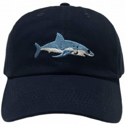 Baseball Caps Shark Embroidery Washed Baseball Cap Adjustable 100% Cotton Dad Hats for Men Women - Blue - CF18U6749OH $28.60