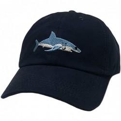Baseball Caps Shark Embroidery Washed Baseball Cap Adjustable 100% Cotton Dad Hats for Men Women - Blue - CF18U6749OH $26.03