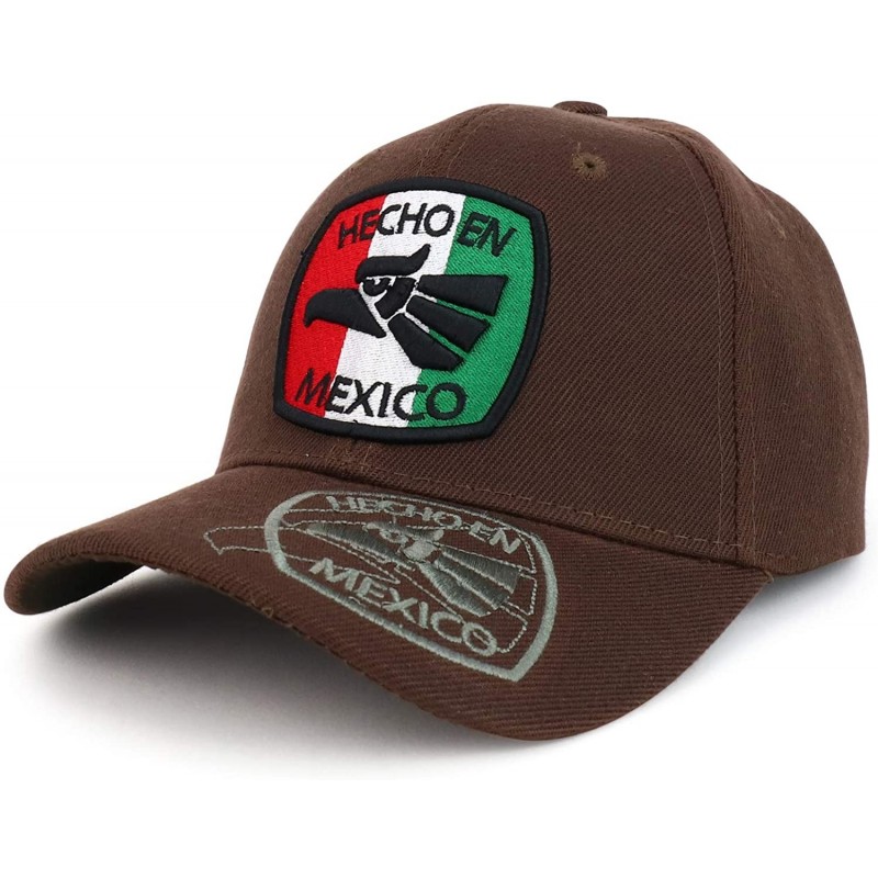 Baseball Caps Hecho en Mexico Eagle Embroidered Square Patch Baseball Cap - Dark Brown - C318OI0G5S2 $21.73