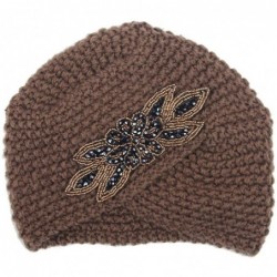 Skullies & Beanies Women's Super Soft Chunky Cable Knitted Beanie Hat Turban Cap - Khaki - CO12N1X50IJ $20.18