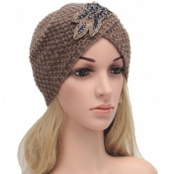 Skullies & Beanies Women's Super Soft Chunky Cable Knitted Beanie Hat Turban Cap - Khaki - CO12N1X50IJ $20.71