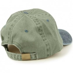 Baseball Caps Low Profile Blank Two-Tone Washed Pigment Dyed Cotton Dad Cap - Olive Navy - CX12NZNSW1I $26.26