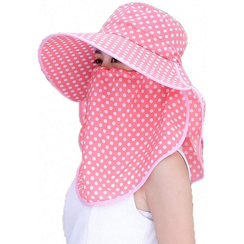 Sun Hats Women's UPF+50 Sun Visor Detachable Flap Hat Foldable Wide Brimmed UV Protection Hat - Lj-02pink - CH1963MWNAG $25.37