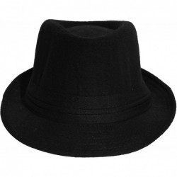Fedoras Men's Women's Manhattan Structured Gangster Trilby Wool Fedora Hat Classic Timeless Light Weight - Black - CR18R3DHEG...