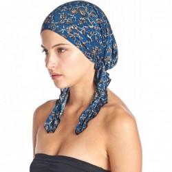 Skullies & Beanies Pre Tied Bandana Turban Chemo Head Scarf Sleep Hair Cover Hat - Blue Birds - CO1864668TS $30.08