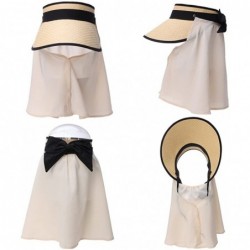 Sun Hats Womens Rollup Straw Visor Sun Hat Large Brim Beach Hat UPF 50+ - Beige89044 - CM18NAS5094 $35.71