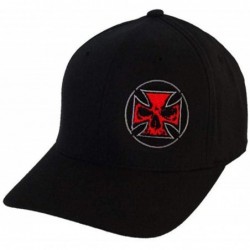 Baseball Caps New Black Flexfit Never Fade Fitted Hat - Red Stitch Cross - C618TI30SIY $51.37