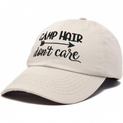 Baseball Caps Camp Hair Don't Care Hat Dad Cap 100% Cotton Lightweight - Beige - CM18S8Z76DW $23.39