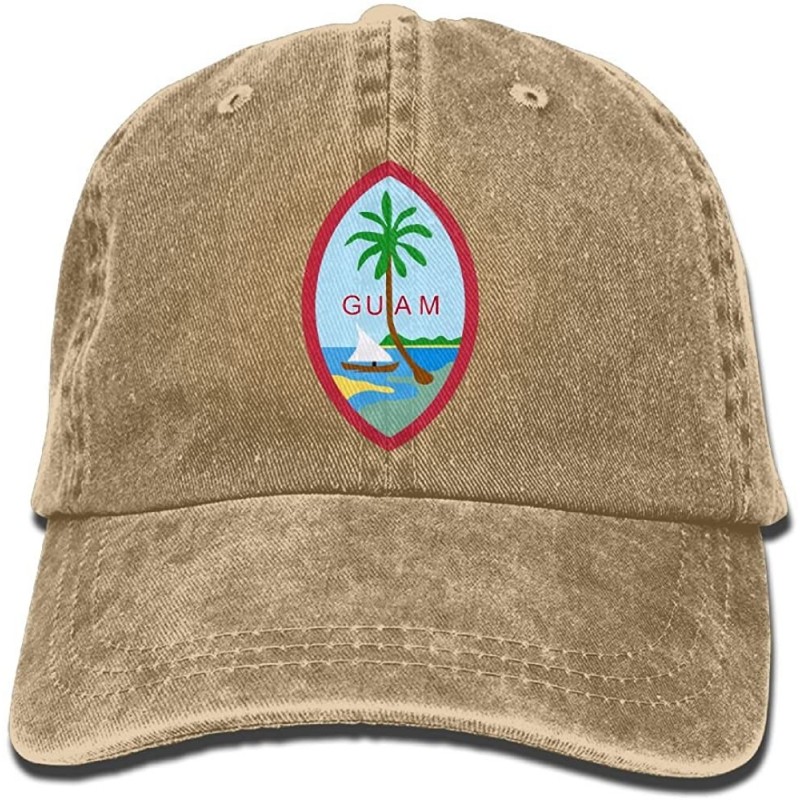 Baseball Caps Adults Guam US Flag Adjustable Casual Cool Baseball Cap Retro Cowboy Hat Cotton Dyed Caps - Natural - CC18DKGG0...