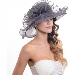 Sun Hats Kentucky Derby Church Hats for Women Dress Wedding Hat - Gray - CS12BSC25NZ $38.09