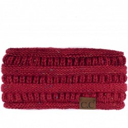 Headbands Stretch Ribbed Ear Warmer Head Band with Ponytail Holder (HW-21) (HW-817) (HW-826) - Ombre Red - CK18AEMLSQ4 $27.36