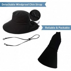 Bucket Hats Large Head Women Packable Wide Brim SPF Sun Hat Bucket Travel Summer Chin Strap 58-60cm - Beige_1005 - CX18SR7HCH...