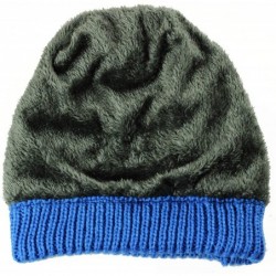 Skullies & Beanies Cable Knit Beanie Slouchy Hats Fleece Lined Cuff Toboggan Crochet Winter Cap Warm Hat Womens Mens - Blue -...