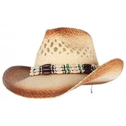 Fedoras Straw Cowboy Hat Bend Brim Fedora Hat Faux Turquoise Belt - Brown 2 - CJ196M8SL0C $27.76