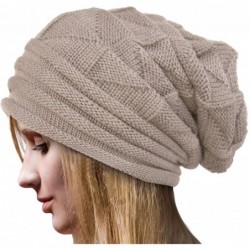Skullies & Beanies Women's Winter Beanie Knit Crochet Ski Hat Oversized Cap Hat Warm - Beige-1 - C71206XZR0Z $19.02