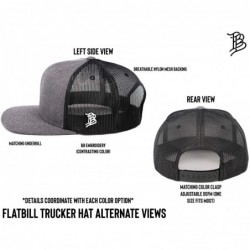 Baseball Caps 'The Patriot' Leather Patch Hat Flat Trucker - One Size Fits All - Heather Grey/Black - CQ18IGR4LS4 $52.93