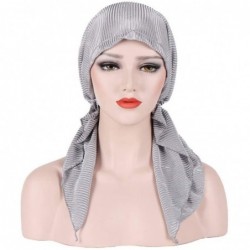 Skullies & Beanies Women India Muslim Stretch Turban Hat Cotton Hair Loss Head Scarf Wrap Long Tail Tailband Cap Summer (Red)...