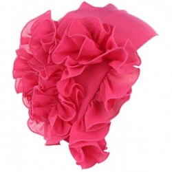 Headbands Womens Wrap Cap Flower Chemo Hat Beanie Scarf Turban Headband - Hot Pink - CI18IO3TNNN $15.54