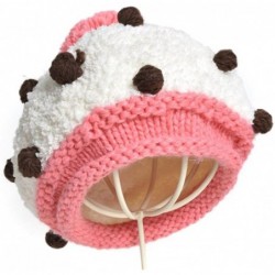 Skullies & Beanies Women Girl Dotted Fluffy Knit Cute Beanie Crochet Rib Pom Pom Hat Cap Warm FFH003BEI Beige - White & Pink ...