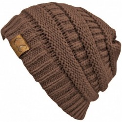 Skullies & Beanies Thick Soft Knit Oversized Beanie Cap Hat - Taupe - CK11MU0TI7L $21.34
