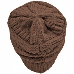 Skullies & Beanies Thick Soft Knit Oversized Beanie Cap Hat - Taupe - CK11MU0TI7L $13.96