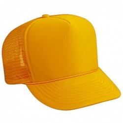 Baseball Caps Youth Polyester Foam Front Solid Color Five Panel High Crown Golf Style Mesh Back Cap - Gold - CK11U5K6A6J $24.22