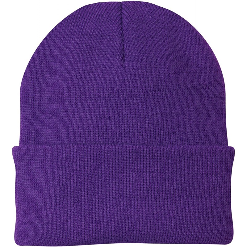Skullies & Beanies Mens Womens Adult Pull On Knit Beanie Hat Cap for Outdoor Winter Sports - Purple - CX12NBVI1EM $18.29