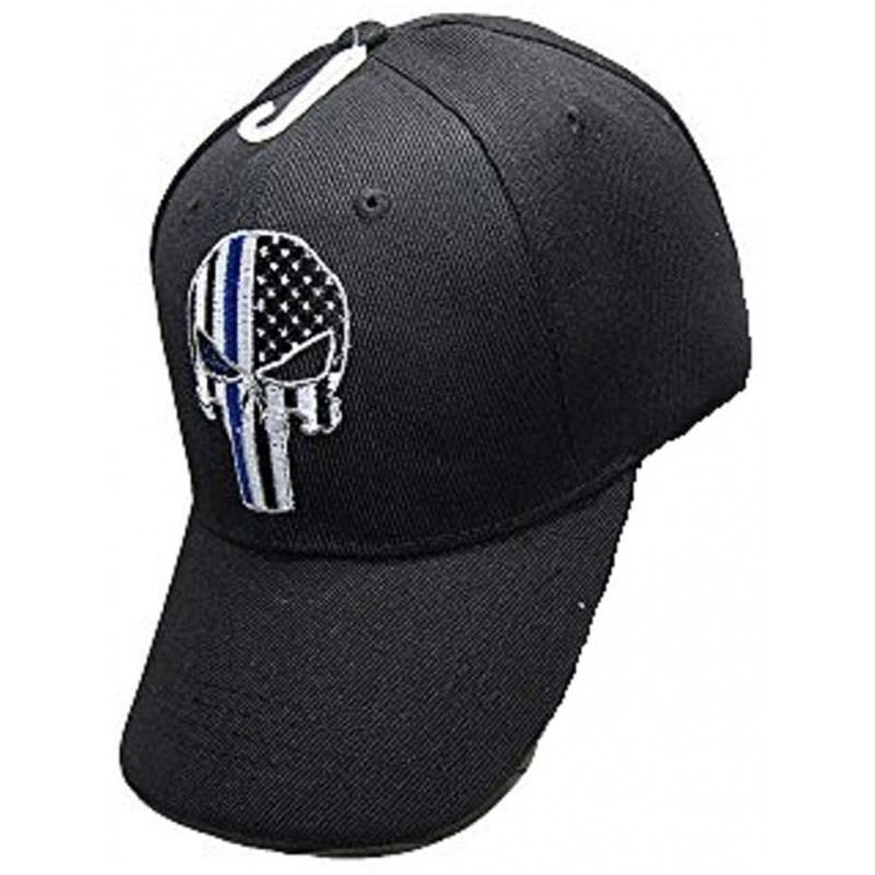 Baseball Caps Thin Blue Line Demon Ball Cap Hat Police Officer Law Enforcement USA Flag - CX189XIMM0W $20.23