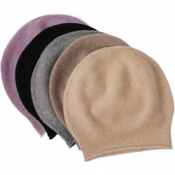 Skullies & Beanies 100% Pure Cashmere Slouchy Beanie Womens Knit Caps - Indigo Flat - CW18L3K32IL $74.88