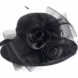 Sun Hats Lightweight Kentucky Derby Church Dress Wedding Hat S052 - Bowler-black - C017WYQGQHI $56.56