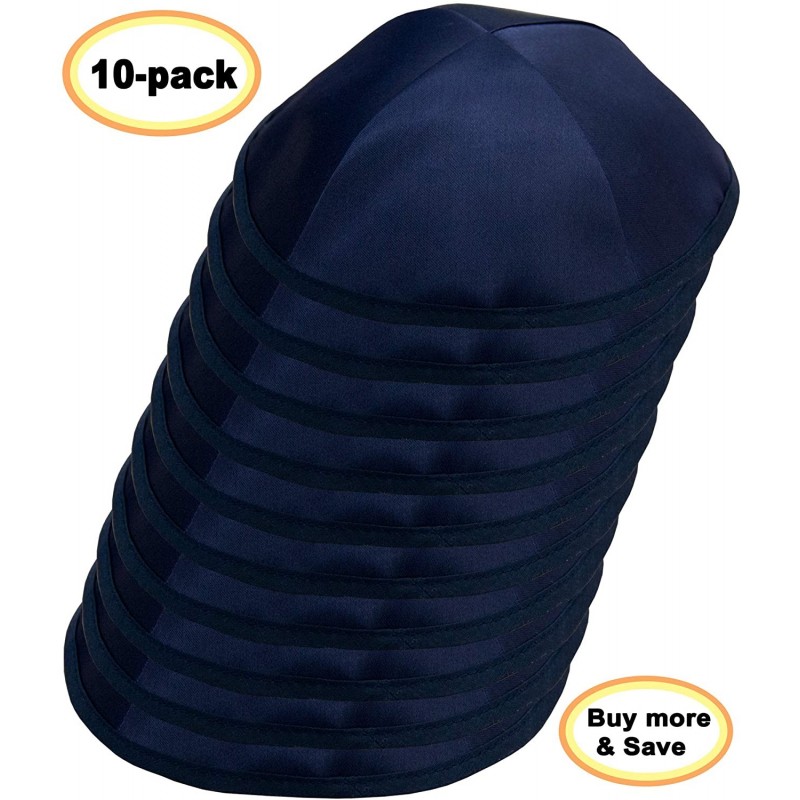 Skullies & Beanies Pack of 10-Pcs - Hq 20cm Dark Blue Satin Kippah for Men & Boys- Yamaka Hat from Israel - Kippot Bulk. - CG...