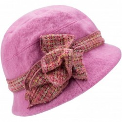 Bucket Hats Womens 1920s Gatsby Wool Flower Band Beret Beanie Cloche Bucket Hat A374 - Light Purple - C812M2Q22Q1 $19.27
