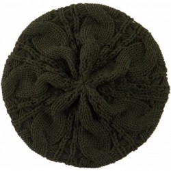 Berets Women's Thick Cable Knit Beret - Olive - C211P5HYLHX $54.70