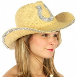 Fedoras Cowboy Hats for Women - Cowgirl hat - Wide Brim Fedora Hat- 1920s Panama Jazz Visor Gang - Natural 3 - CM18GTXSM8L $3...