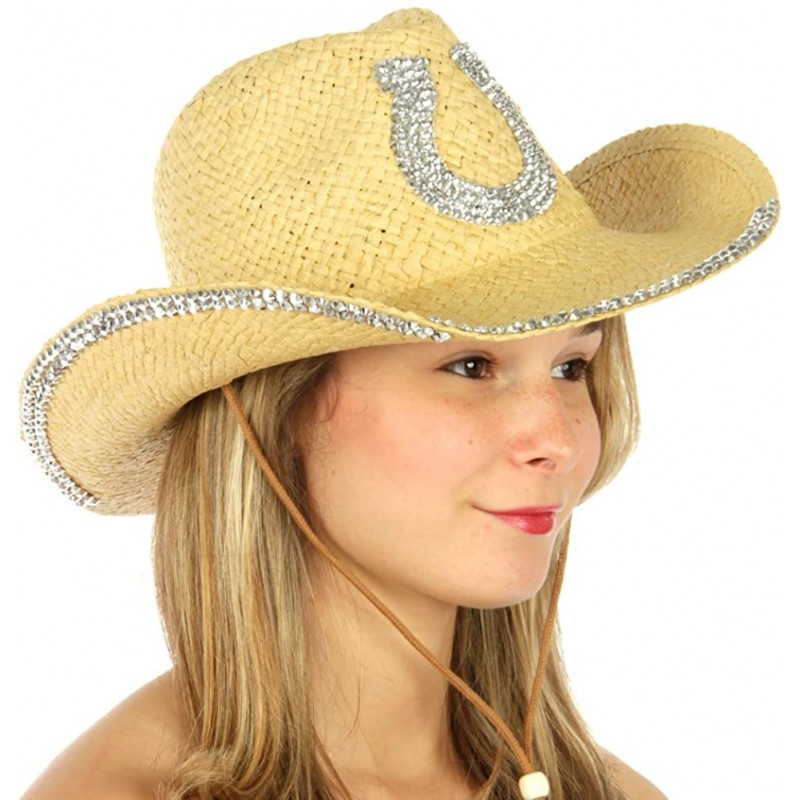 Fedoras Cowboy Hats for Women - Cowgirl hat - Wide Brim Fedora Hat- 1920s Panama Jazz Visor Gang - Natural 3 - CM18GTXSM8L $2...