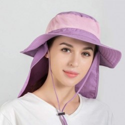 Sun Hats Unisex Sun Hat Outdoor UV Protecting Wide Brim Mesh Fishing Hat with Velcro Stowable Neck Flap - Purple - CR18UCY9U4...