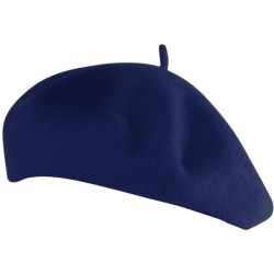 Berets French Beret- Lightweight Casual Classic Solid Color Wool Beret - Navy Blue - CG124TQQZGZ $19.39