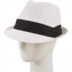 Fedoras Unisex Classic Fedora Straw Hat with Black Cotton Band - Diff Colors Avail - White - CO11LGBBWDN $19.20